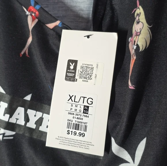 Playboy Black Anime Pinups Bunny Logo Graphic T-Shirt Size XL - Picture 6 of 9